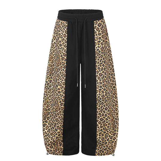 Damen Extraweite Palazzo-Joggpants mit Leo-Panelen, Tunnelzugbund und verstellbarem Saum Nord Taschen