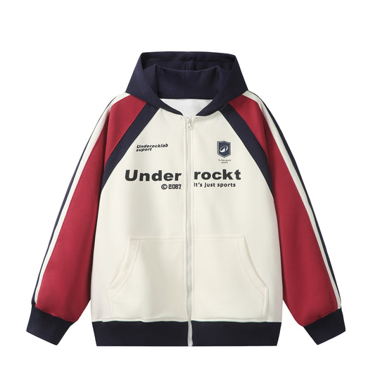Unisex Kapuzen‑Zipjacke im Retro‑Sportstil mit Colorblock‑Einsätzen und Kängurutasche Nord Taschen
