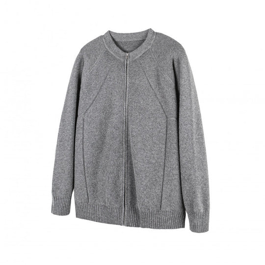 Unisex Boxy Strickzipjacke mit Reißverschluss und strukturierter Teilungsnaht Nord Taschen