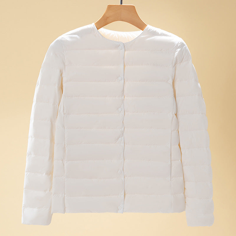 Damen Ultraleichte Steppjacke ohne Kragen, Packbare Thermojacke für Reisen und Alltag Nord Taschen