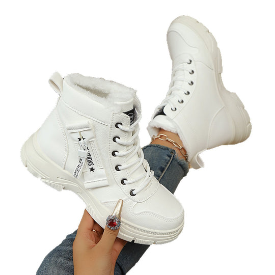 Damen Gefütterte Schnür-Stiefelette mit dicker Profilsohle und Seitenreißverschluss Nord Taschen