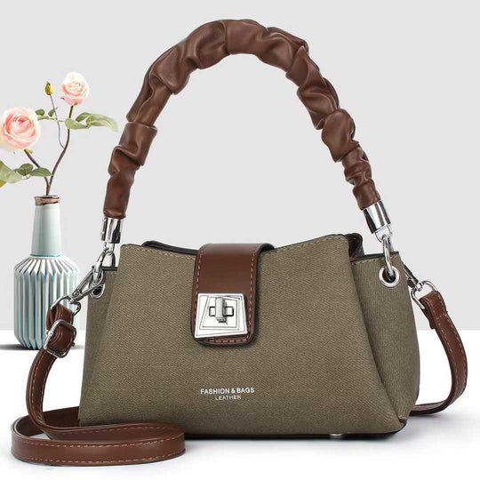 Damen Umhängetasche mit trendigem geflochtenem Tragegriff und abnehmbarem Schulterriemen Nord Taschen