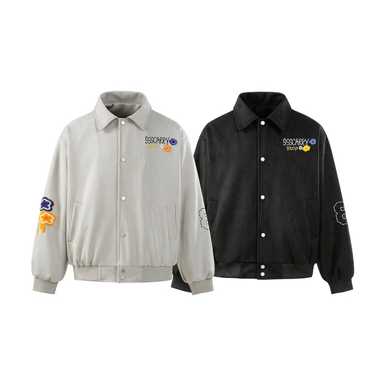 Unisex Boxy‑Blousonjacke mit gestickten Blumenpatches und elastischem Saum Nord Taschen