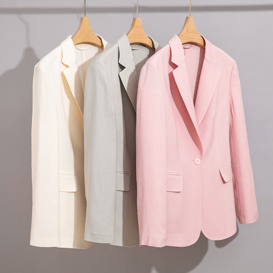 Damen Leichter strukturierter Ein-Knopf-Blazer mit figurformenden Abnähern und Pattentaschen Nord Taschen