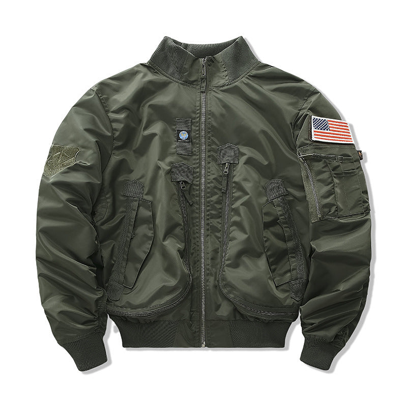 Herren  isolierte Pilot-Bomberjacke mit Ärmel-Reißverschlusstasche, mehreren Utilityfächern und elastischem Rippenbund Nord Taschen
