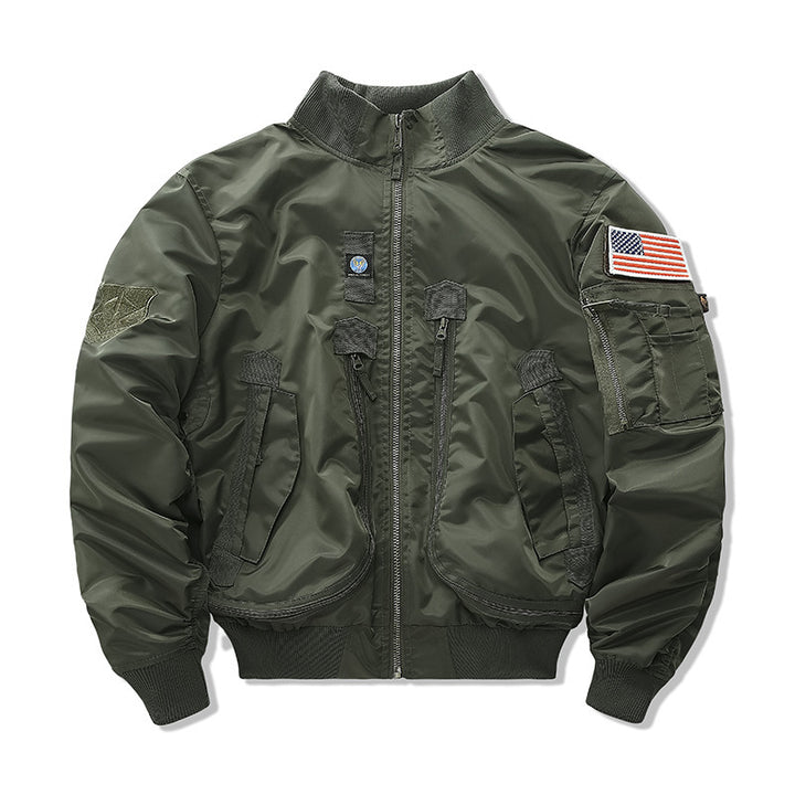 Herren  isolierte Pilot-Bomberjacke mit Ärmel-Reißverschlusstasche, mehreren Utilityfächern und elastischem Rippenbund Nord Taschen
