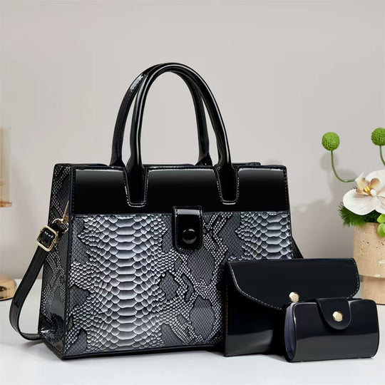 Damen Designer-Handtasche mit strukturiertem Schlangenleder-Look und abnehmbarer Clutch Nord Taschen