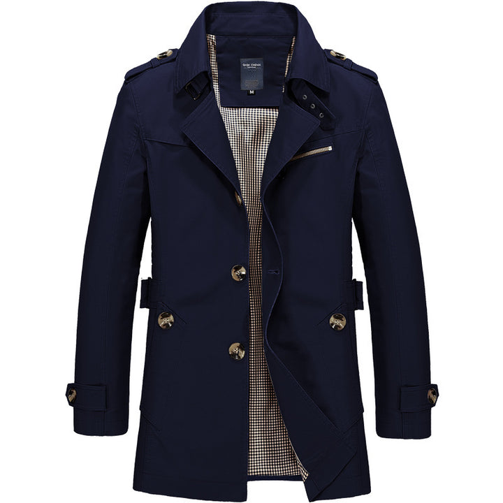 Herren  legerer Baumwoll-Blazer mit Knopfleiste, aufgesetzten Taschen und gestreiftem Innenfutter Nord Taschen