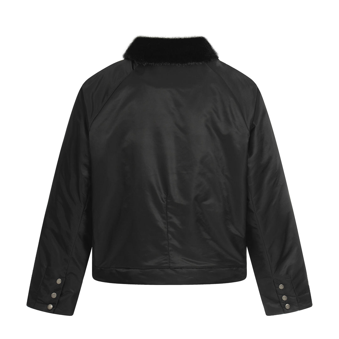 Damen Kurz geschnittener gesteppter Blouson mit Webpelzkragen Nord Taschen