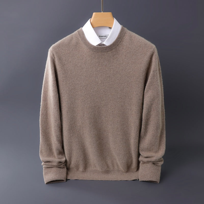 Herren Feiner Rundhals-Strickpullover in Kaschmir‑Optik mit gerippten Bündchen Nord Taschen