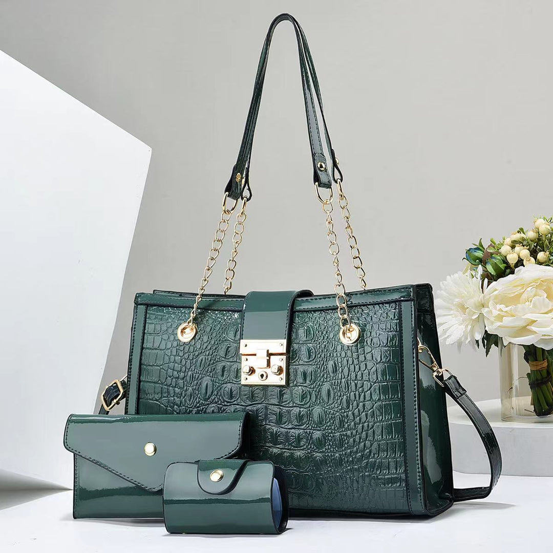 Damen Handtaschen-Set mit exklusiver Kroko-Prägung und abnehmbarer Clutch Nord Taschen