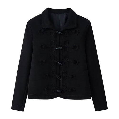 Damen Kurze militärisch inspirierte Jacke mit Knoten- und Kordelverschlüssen Nord Taschen