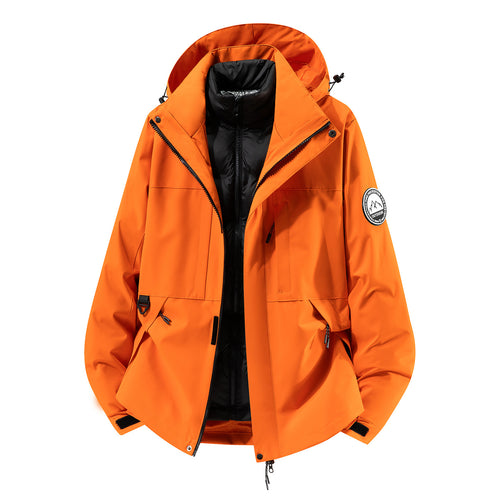 Herren zweilagiger Hardshell-Parka mit abnehmbarer Steppweste und technischer Kapuze Nord Taschen