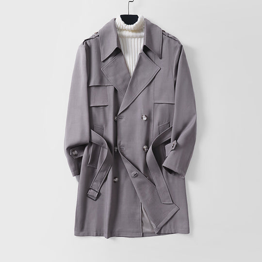 Damen Moderner Kurzmantel im Trench‑Stil mit doppelreihiger Knopfleiste und Epauletten Nord Taschen