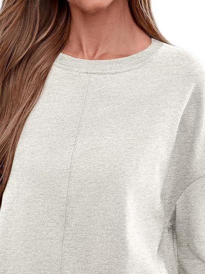 Damen Oversize‑Sweatshirt mit sichtbarer Mittelnaht und Rundhalsausschnitt Nord Taschen