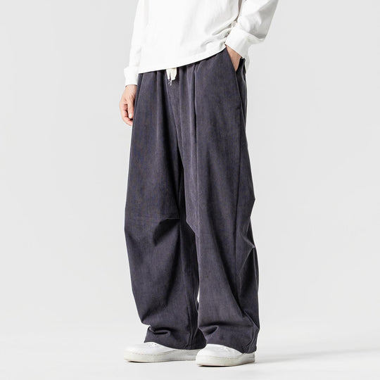 Herren Weit geschnittene Cordhose mit Bundfalten, Tunnelzug und lässiger Baggy‑Silhouette Nord Taschen