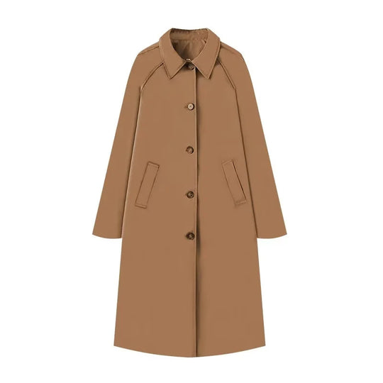 Damen 400+ lang geschnittener Trenchcoat mit Raglanärmeln und verdeckter Knopfleiste Nord Taschen