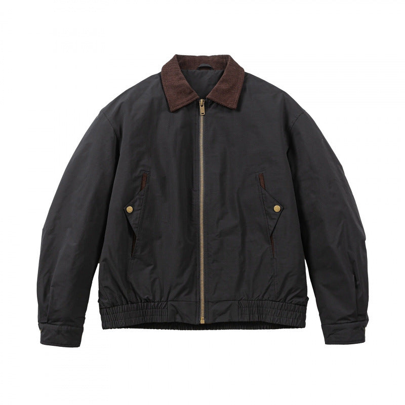 Herren Boxy-Field-Bomberjacke mit Cordkragen, Metallreißverschluss und elastischem Saum Nord Taschen