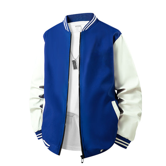 Herren College-Bomberjacke im Varsity-Stil mit kontrastierenden Ärmeln und gerippten Saumbündchen Nord Taschen