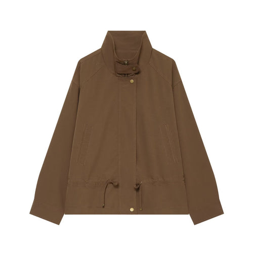 Damen Leichte Fieldjacke mit Stehkragen, Tunnelzugtaillierung und verdeckter Druckknopfleiste Nord Taschen