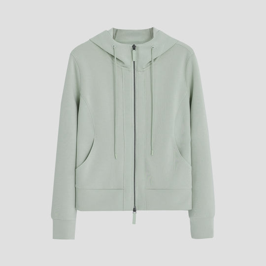 Damen Leichte Kapuzenjacke aus feinem Frottee mit taillierter Silhouette und Zwei-Wege-Reißverschluss Nord Taschen