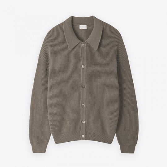 Unisex Grobgerippte Strickjacke mit Hemdkragen und durchgehender Knopfleiste Nord Taschen