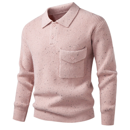 Herren Polokragen-Pullover aus Rippenstrick mit aufgesetzter Brusttasche Nord Taschen