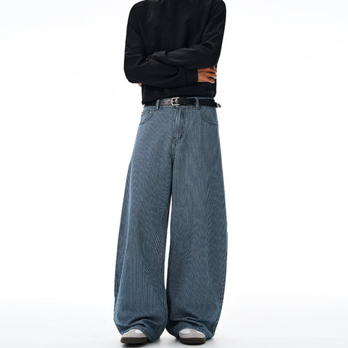 Herren Extraweite Pinstripe‑Palazzohose mit tiefem Schritt und fließender Silhouette Nord Taschen