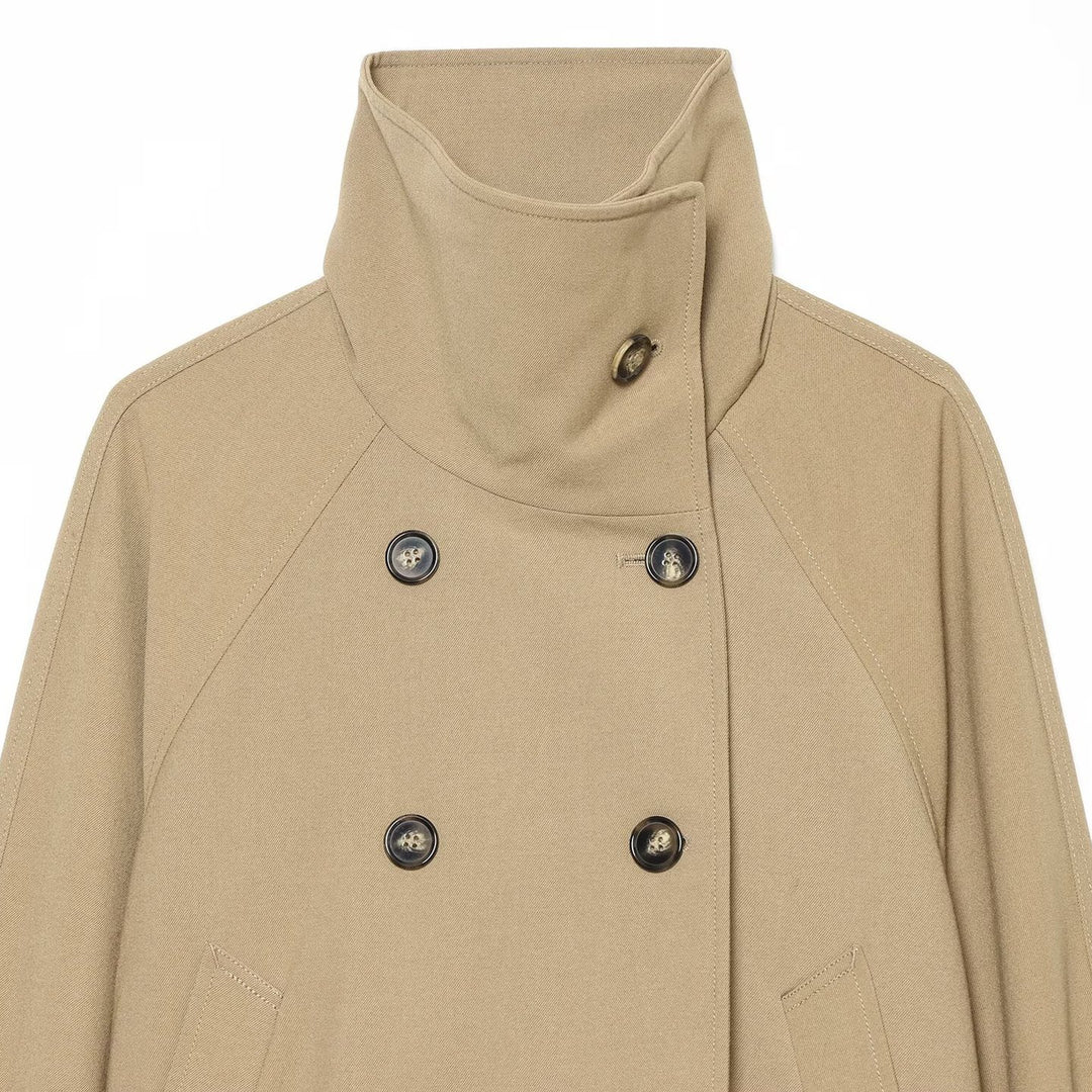 Damen Cropped Trenchjacke mit hohem Funnelkragen, Raglanärmeln und Tunnelzug‑Taillierung Nord Taschen