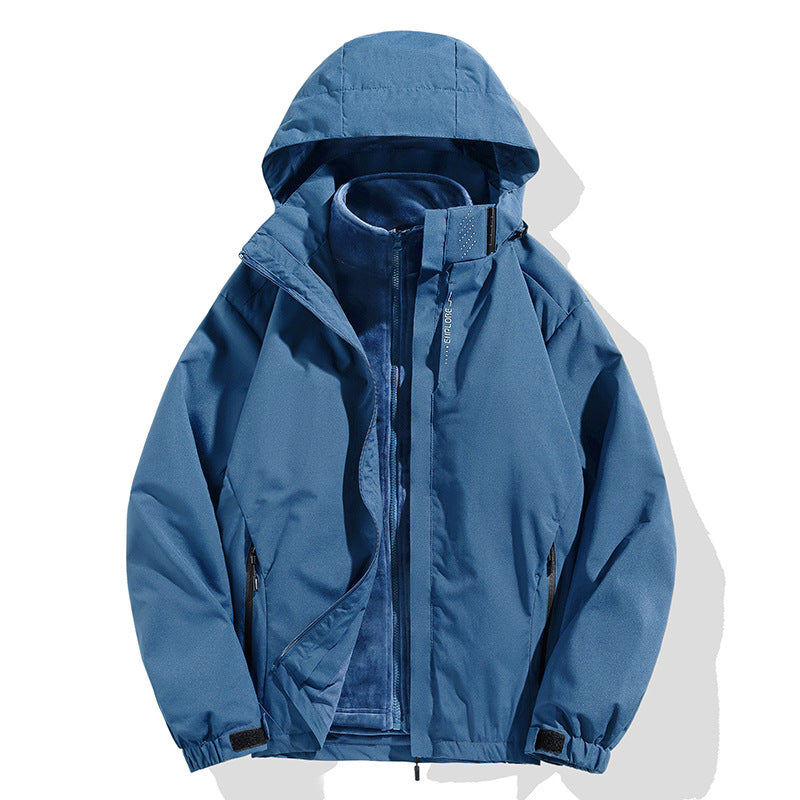 Herren zweiteilige Winterjacke mit abnehmbarer Fleece-Innenjacke wasserdicht winddicht Nord Taschen