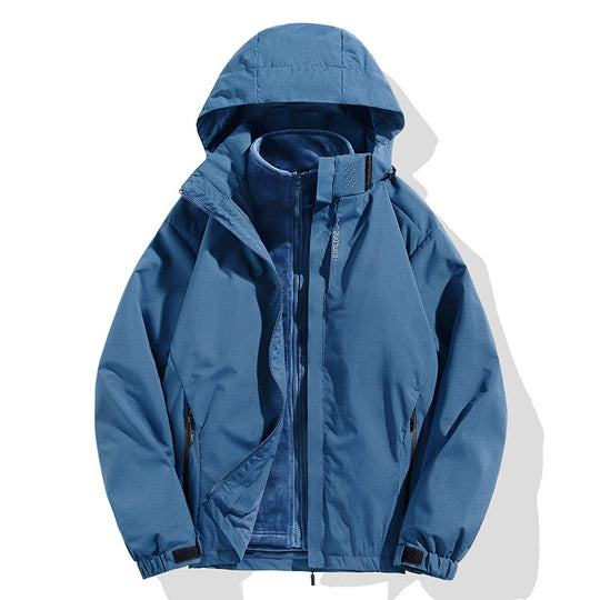 Herren zweiteilige Winterjacke mit abnehmbarer Fleece-Innenjacke wasserdicht winddicht Nord Taschen