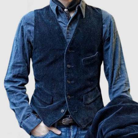 Herren Cordweste mit eleganten Details und funktionalen Taschen