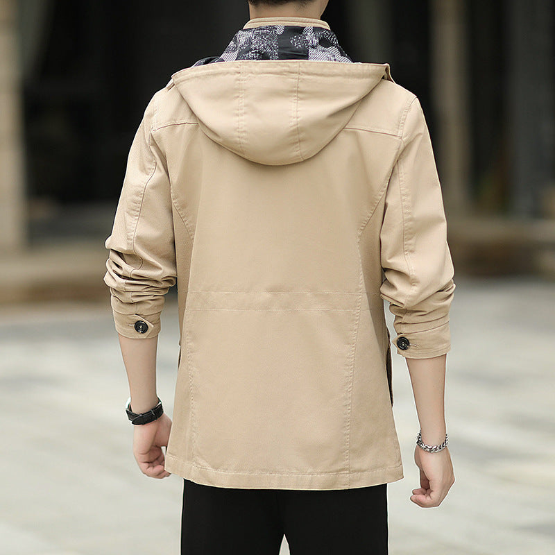 Herren leichte Canvas-Fieldjacke mit Kapuze, Multifunktionstaschen und Reißverschluss Nord Taschen