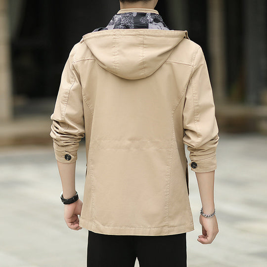 Herren leichte Canvas-Fieldjacke mit Kapuze, Multifunktionstaschen und Reißverschluss Nord Taschen