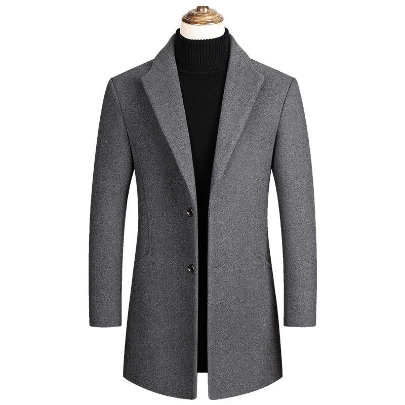 Herren Taillierter Wollmix-Mantel mit Notch-Revers und Zweiknopfverschluss Nord Taschen