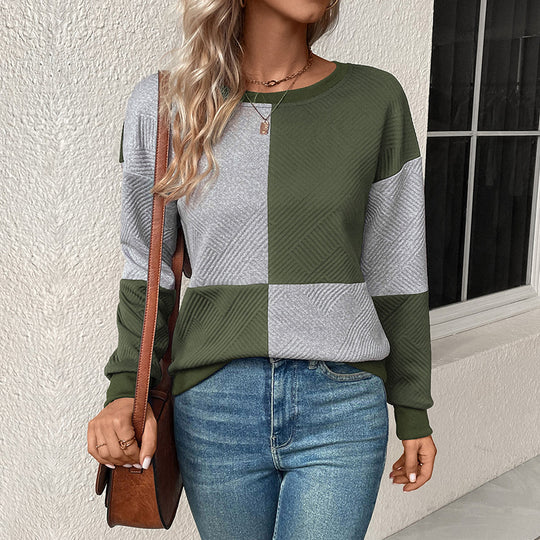 Damen Modischer Sweatshirt mit Blockmuster Nord Taschen