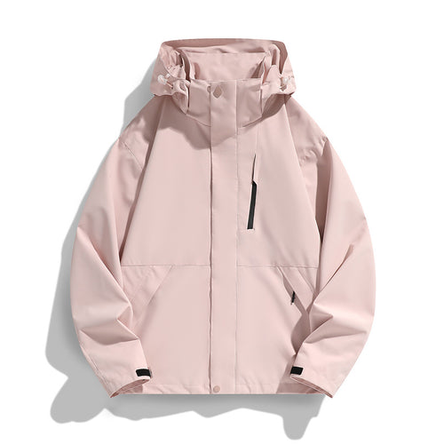 Damen Oversize Softshell-Kapuzenjacke mit Drop-Shoulder, verdeckten Reißverschlüssen und Kordelzug Nord Taschen