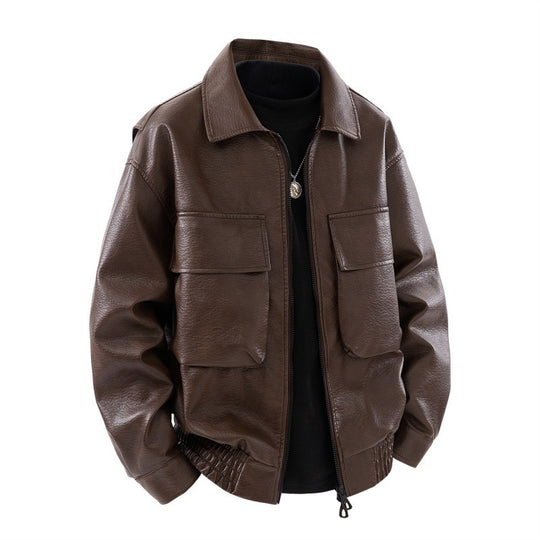 Herren Coole Kunstlederjacke mit praktischen Taschen Nord Taschen