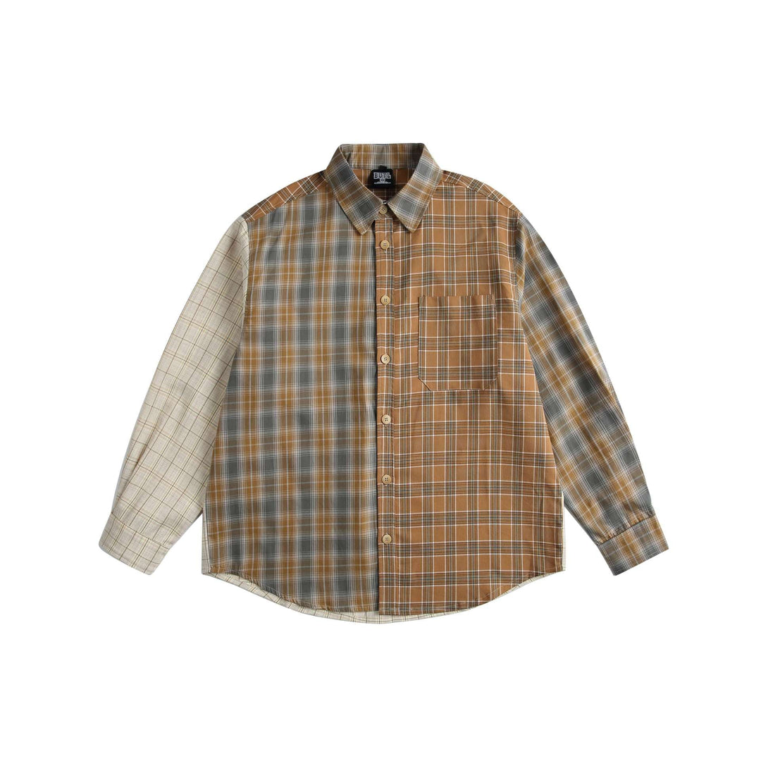 Herren Kariertes Patchwork-Hemd im Overshirt‑Stil Nord Taschen