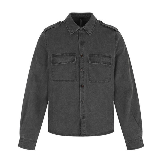 Damen Oversize Jeans-Hemdjacke im Utility‑Stil mit Schulterriegeln und aufgesetzten Brusttaschen Nord Taschen