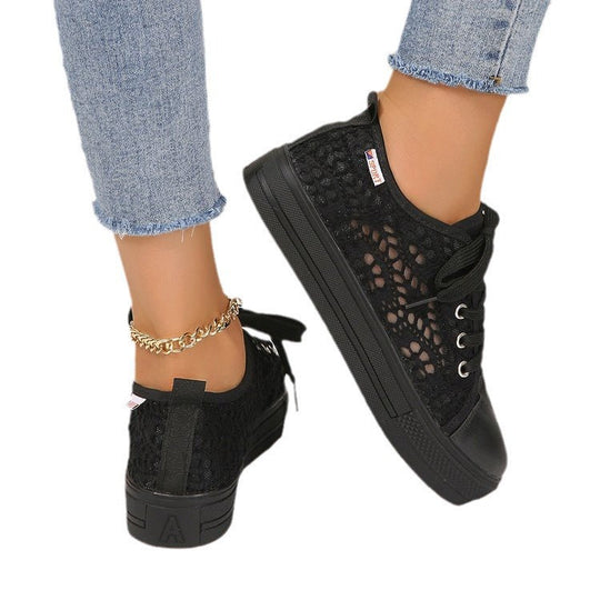 Damen Atmungsaktive Sneaker mit filigranem Mesh-Obermaterial und trendiger Plateausohle
