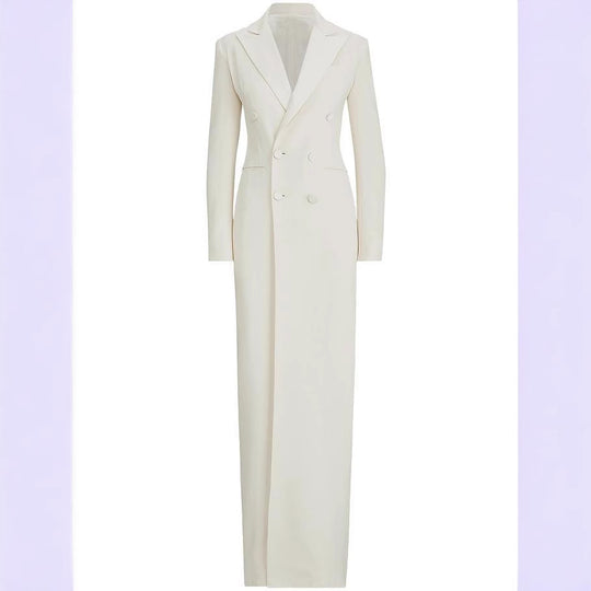Damen Lange Smokingsakko-Kleid mit tailliertem Schnitt und Beinschlitz Nord Taschen