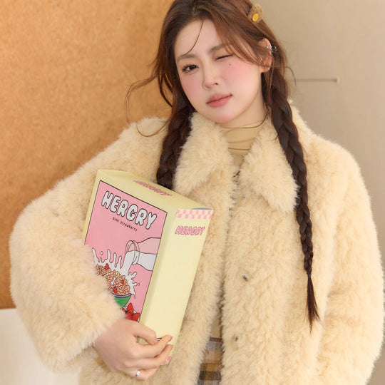 Damen Teddy‑Mantel im Oversize‑Schnitt mit soften Faux‑Fur und Hemdkragen Nord Taschen