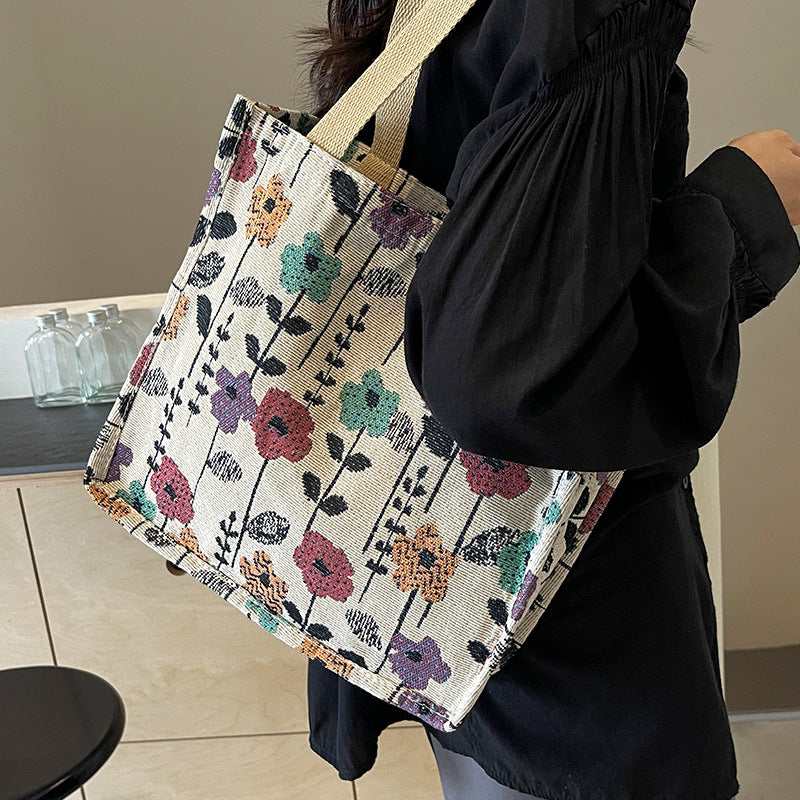 Damen praktische Einkaufstasche mit floralem Design und robusten Griffen Nord Taschen