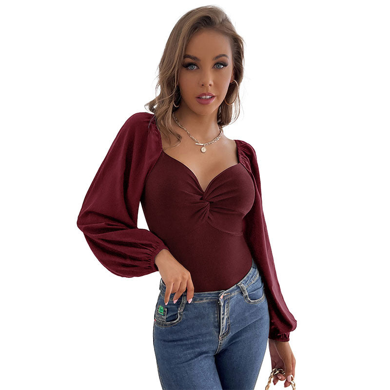 Damen Eleganter Bodys mit Puffärmeln Nord Taschen