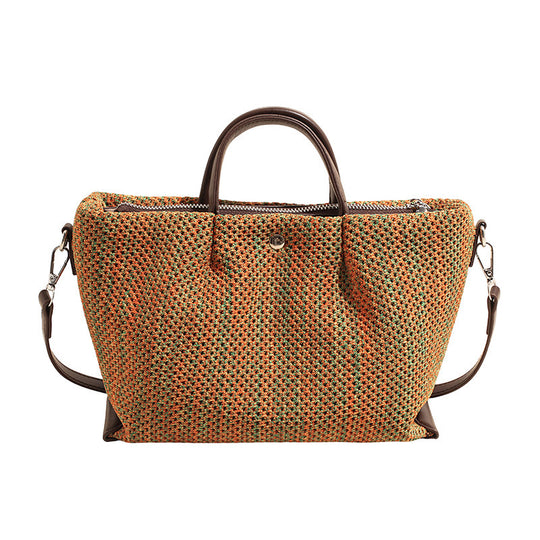 Damen stylische Strohtasche mit abnehmbarem Mini-Portemonnaie Nord Taschen