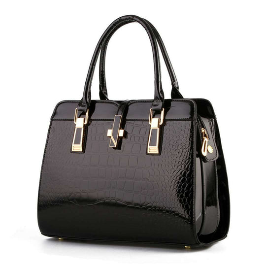 Damen Handtasche mit luxuriösem Krokodilleder-Look und goldenen Akzenten Nord Taschen