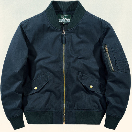 Herren Robuste Canvas-Bomberjacke im Pilotenstil mit Ärmeltasche und geripptem Saum Nord Taschen