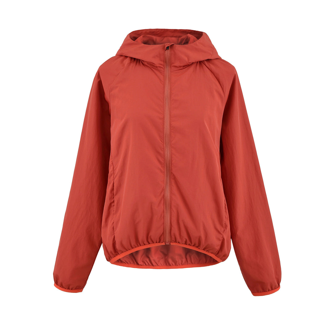 Damen Ultraleichte Kapuzen-Windbreaker mit verlängertem Rückensaum und elastischem Saum Nord Taschen