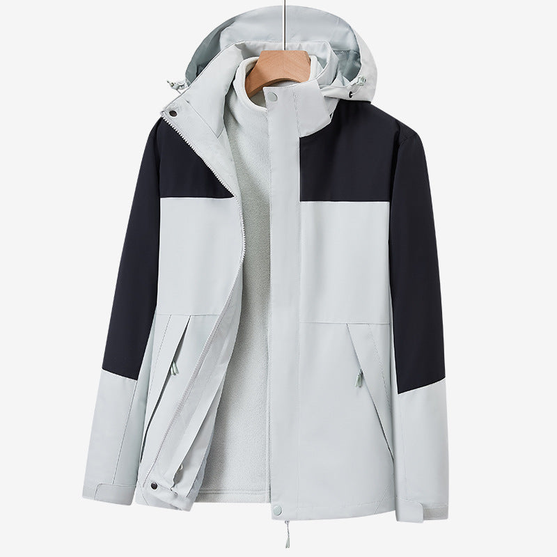 Unisex zweilagige wasserabweisende Outdoorjacke mit Kapuze und Colorblock-Design Nord Taschen